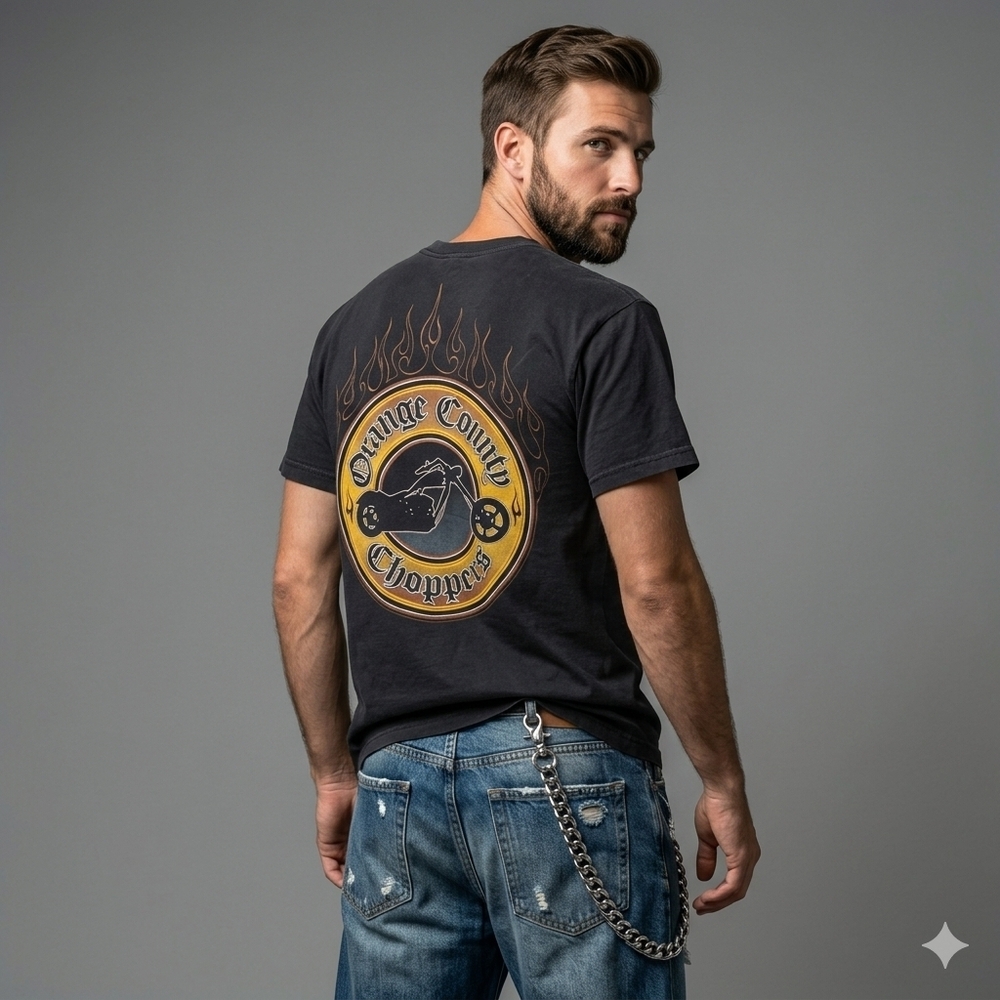 ​Vintage Orange County Choppers Tee Black L Biker Graphic Y2K Faded